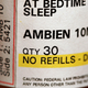 A prescription bottle of Ambien, also called zolpidem